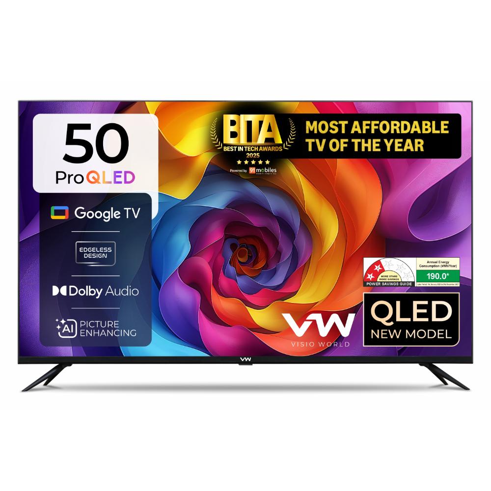 VW 127 cm (50 inches), Pro Series 4K Ultra HD Smart QLED Google TV, Black, VW50GQ1