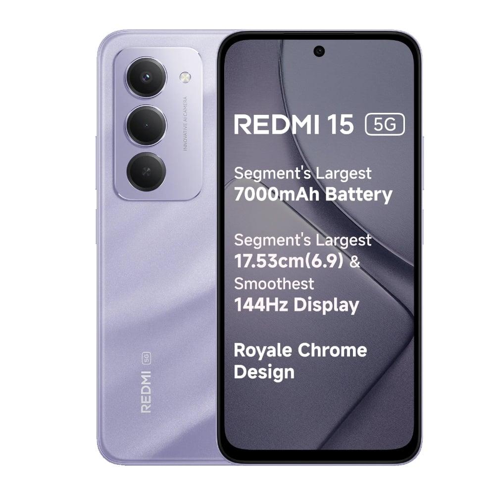 Redmi 15 5G 128 GB, 6 GB RAM, Sandy Purple, Mobile Phone