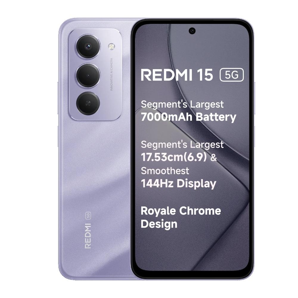 Redmi 15 5G 128 GB, 6 GB RAM, Sandy Purple, Mobile Phone