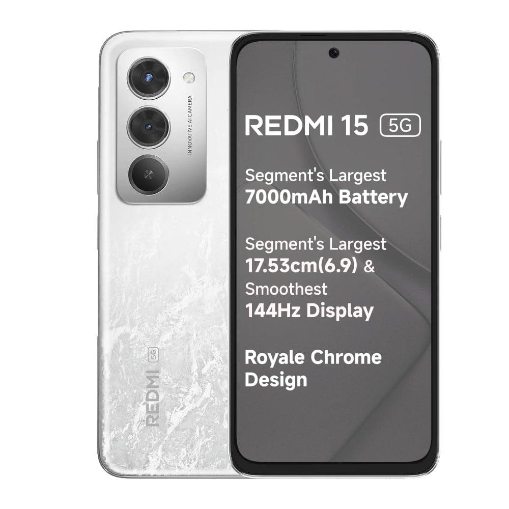 Redmi 15 5G 128 GB, 6 GB RAM, Frosted White, Mobile Phone