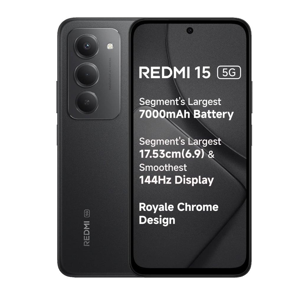 Redmi 15 5G 256 GB, 8 GB RAM, Midnight Black, Mobile Phone