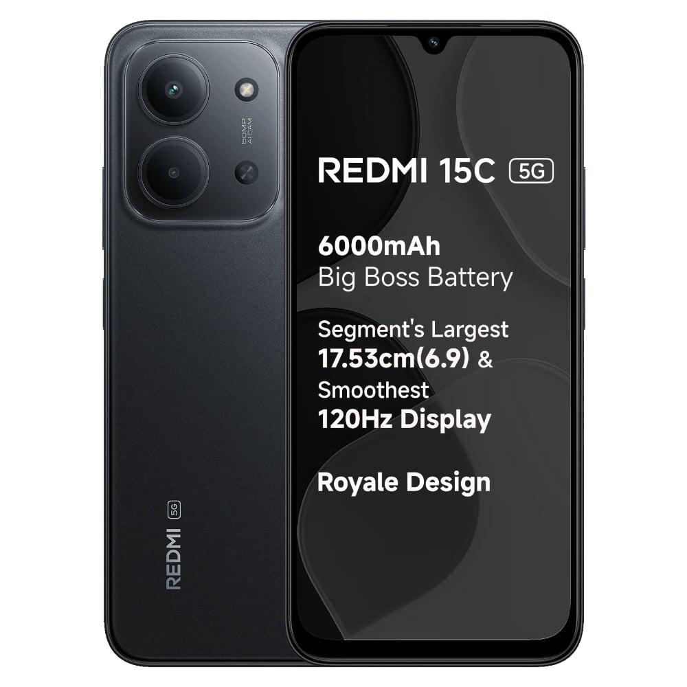 Redmi 15C 5G 128 GB, 4 GB RAM, Midnight Black, Mobile Phone