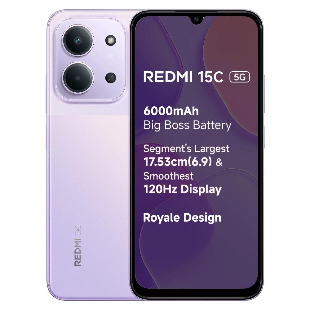 Redmi 15C 5G 128 GB, 4 GB RAM, Dusk Purple, Mobile Phone