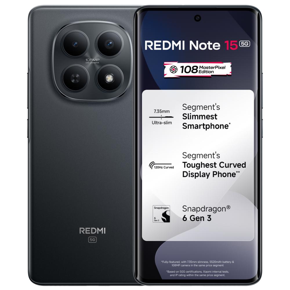 Redmi Note 15 5G 128 GB, 8 GB RAM, Black, Mobile Phone