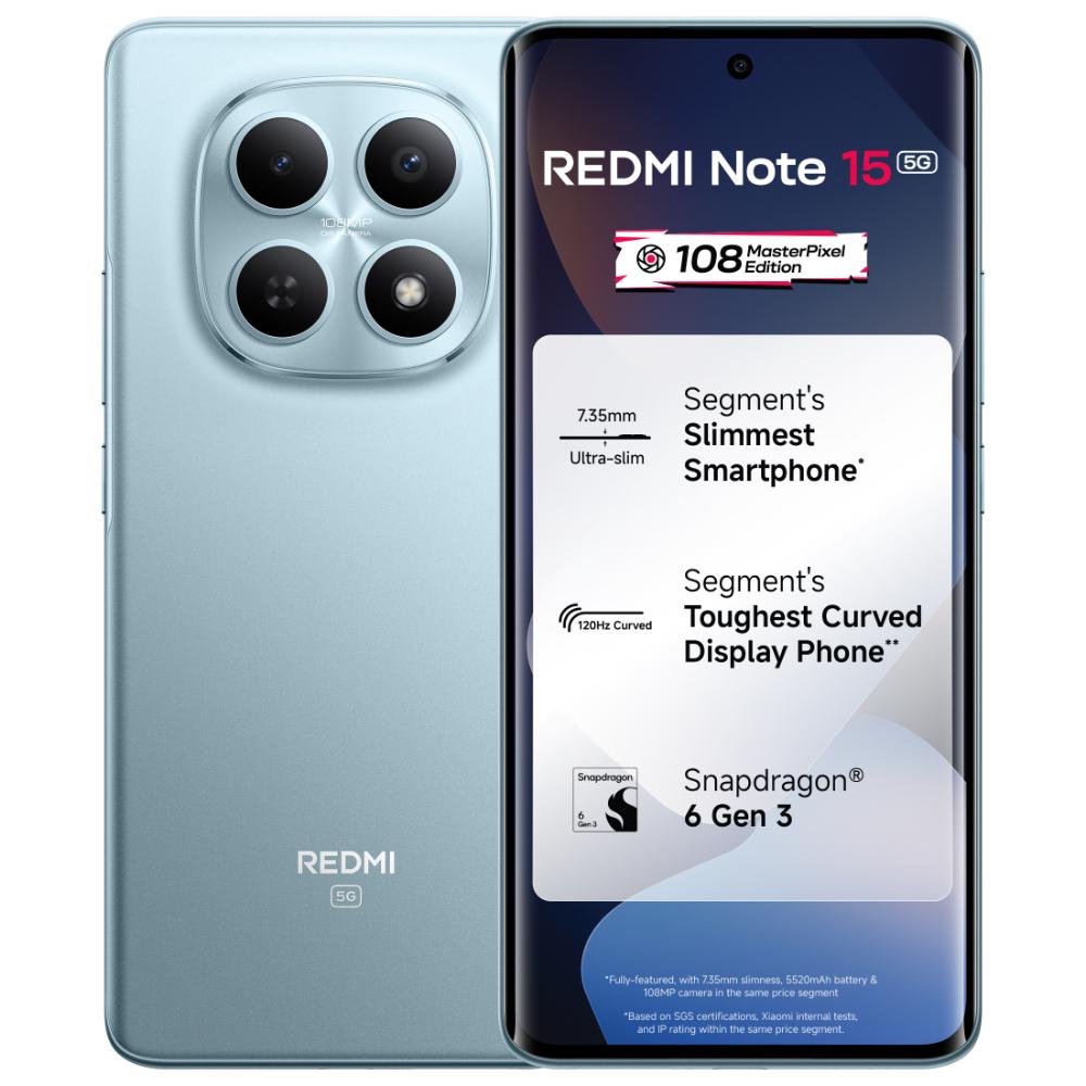 Redmi Note 15 5G 128 GB, 8 GB RAM, Glacier Blue, Mobile Phone