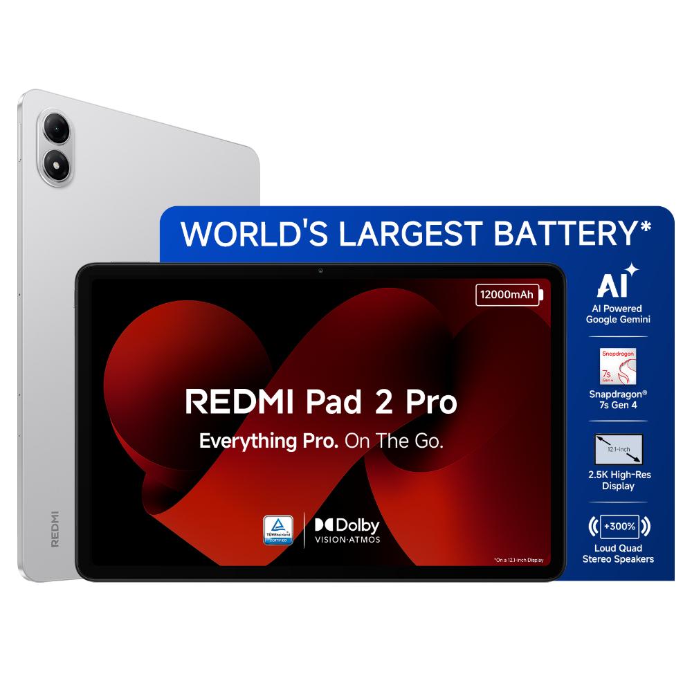 Redmi Pad 2 Pro 30.73 cm (12.1 inch) Wi-Fi Tablet, 8 GB RAM, 128 GB, Quick Silver, 73501