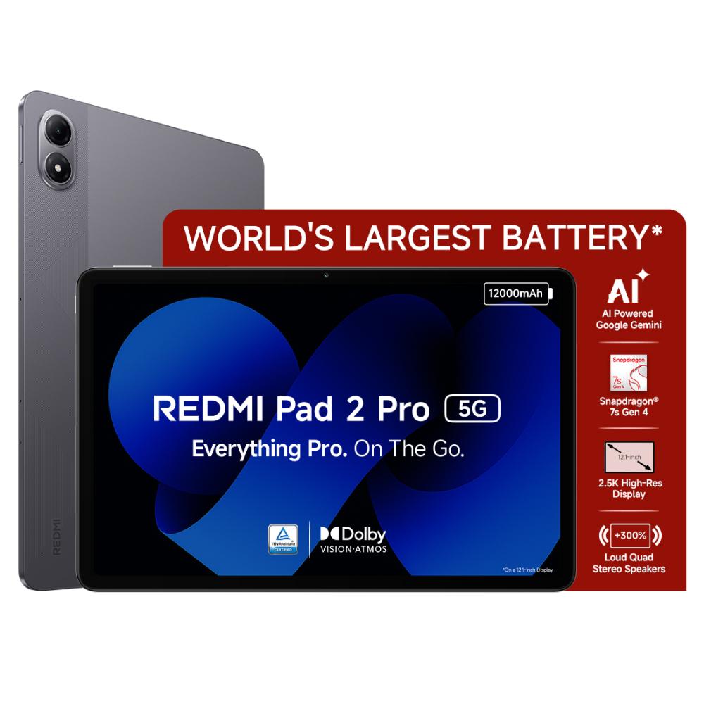 Redmi Pad 2 Pro 30.73 cm (12.1 inch) Wi-Fi + 5G Tablet, 8 GB RAM, 128 GB, Graphite Grey, 71152
