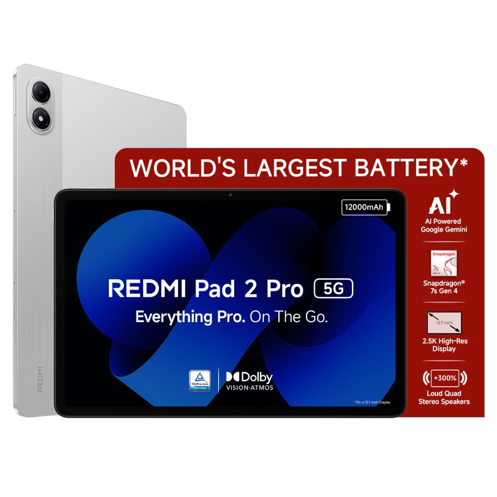 Redmi Pad 2 Pro 30.73 cm (12.1 inch) Wi-Fi + 5G Tablet, 8 GB RAM, 128 GB, Quick Silver, 71156