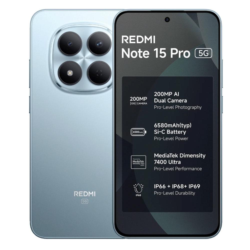 Redmi Note 15 Pro 5G 128 GB, 8 GB RAM, Mirage Blue, Mobile Phone