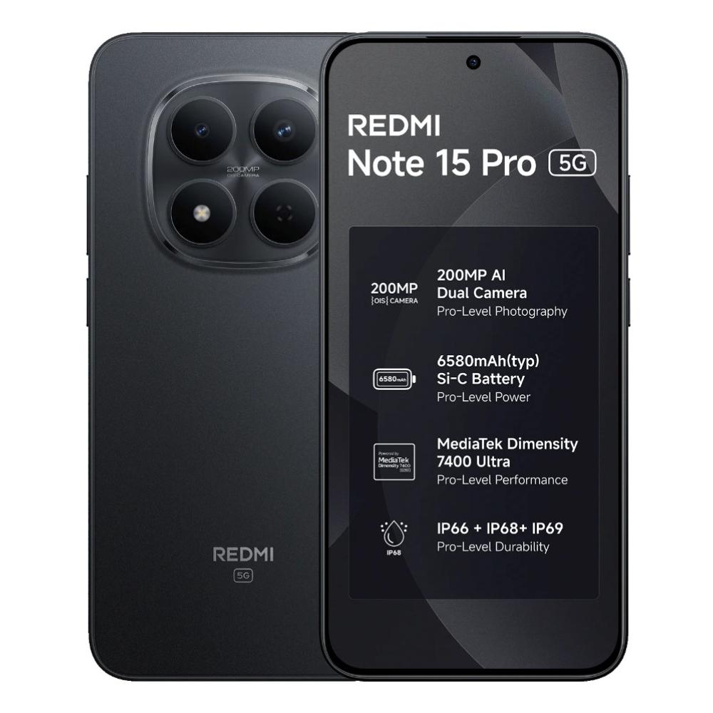 Redmi Note 15 Pro 5G 256 GB, 8 GB RAM, Carbon Black, Mobile Phone