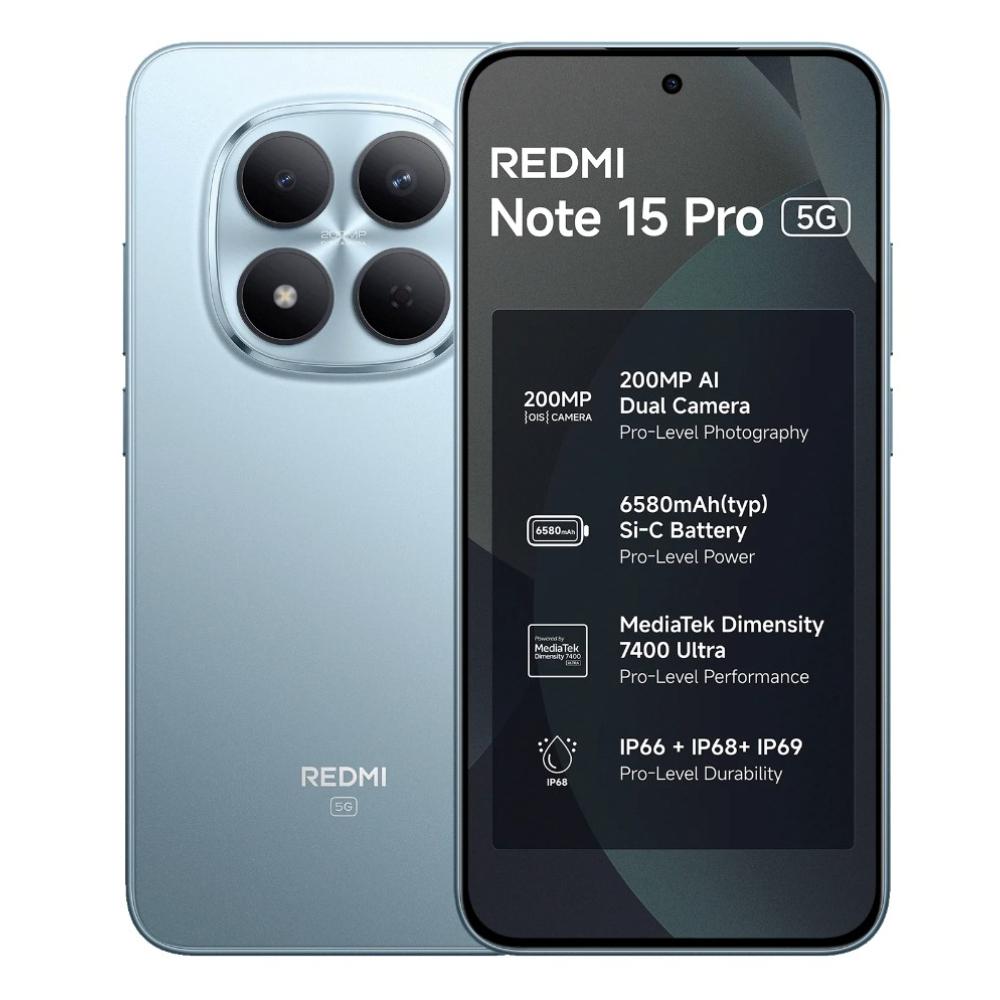 Redmi Note 15 Pro 5G 256 GB, 8 GB RAM, Mirage Blue, Mobile Phone