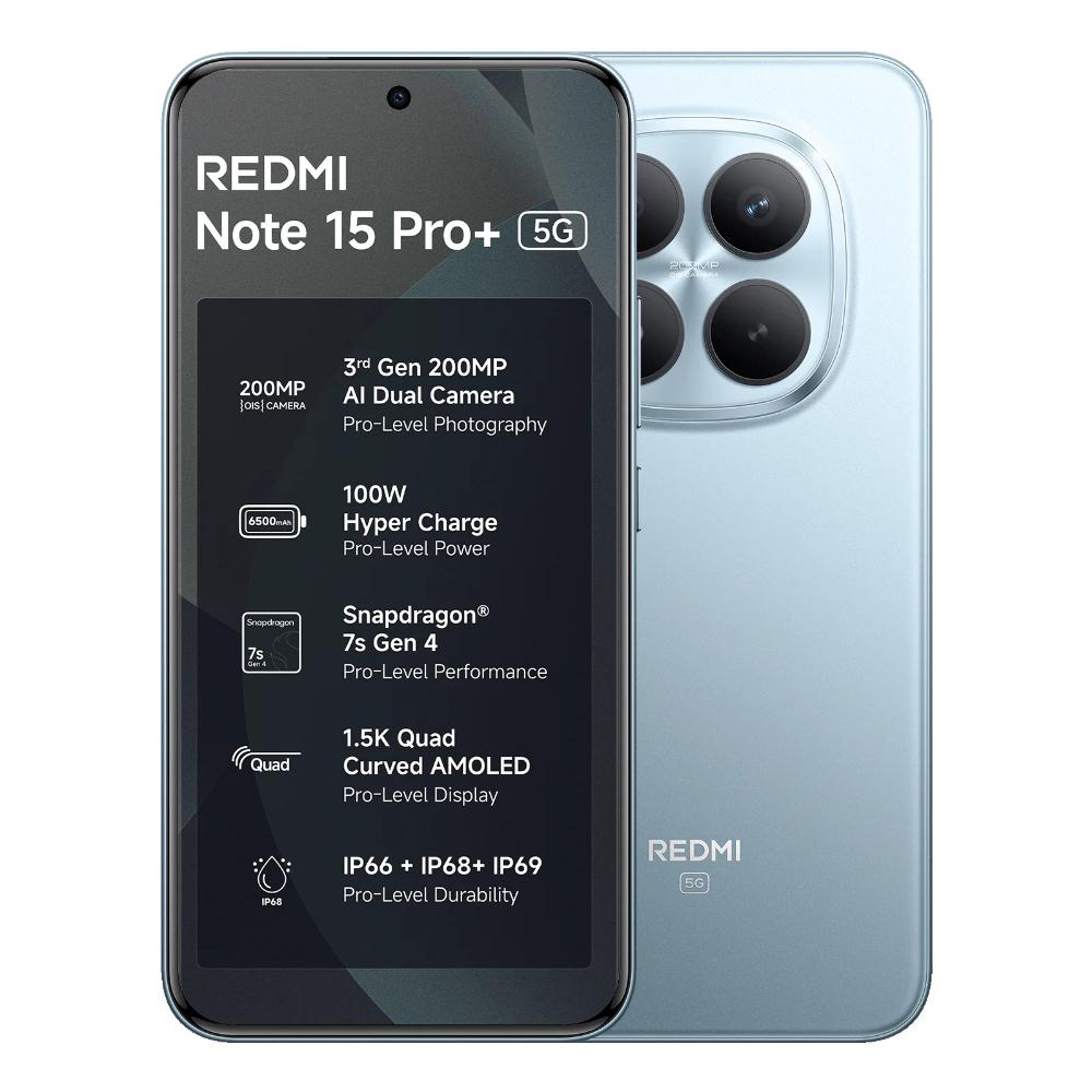 Redmi Note 15 Pro+ 5G 256 GB, 8 GB RAM, Mirage Blue, Mobile Phone