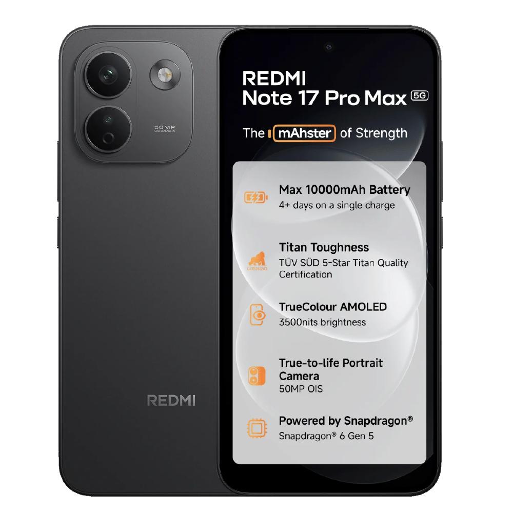 Redmi Note 17 Pro Max 5G 256 GB, 8 GB RAM, Black, Mobile Phone