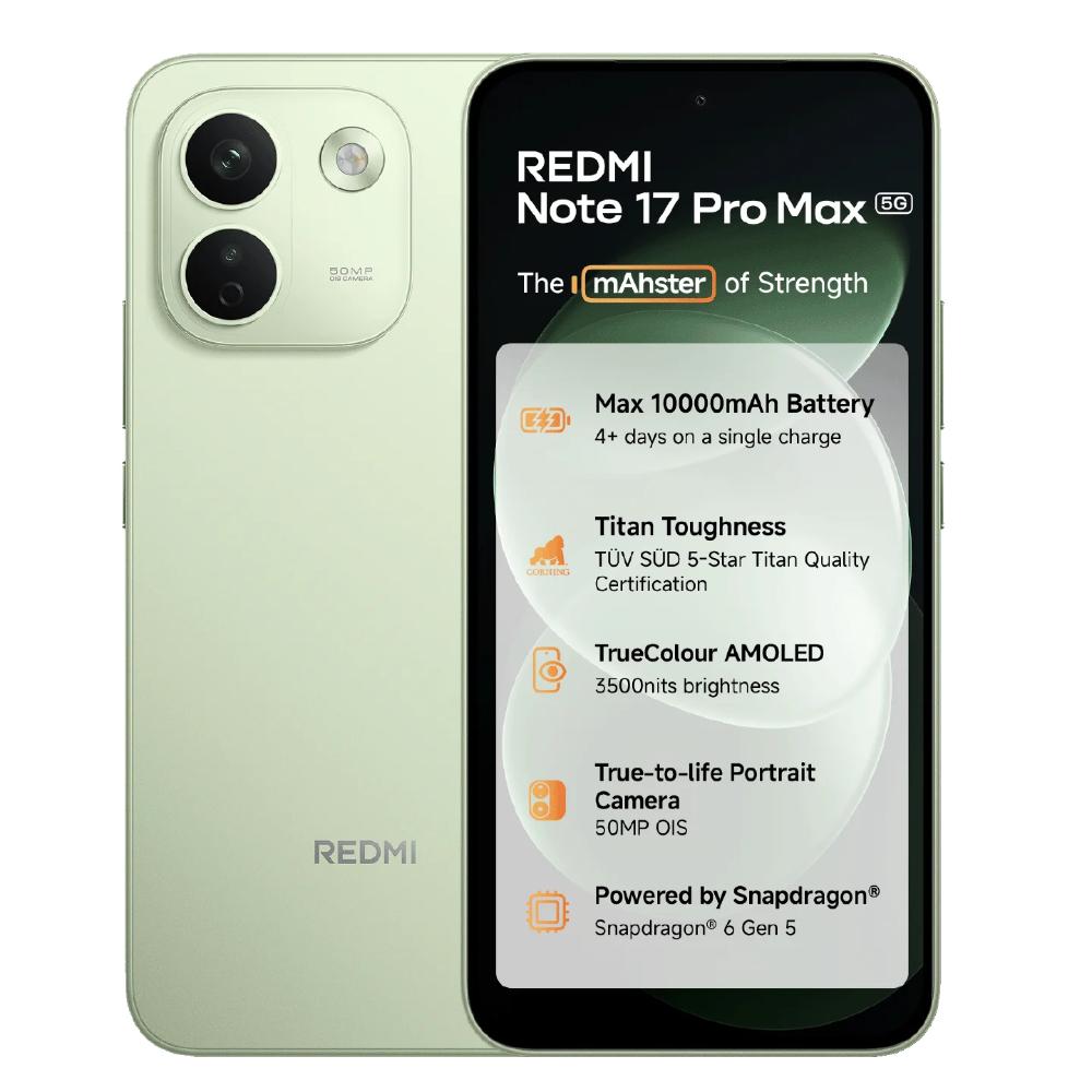 Redmi Note 17 Pro Max 5G 256 GB, 8 GB RAM, Green, Mobile Phone