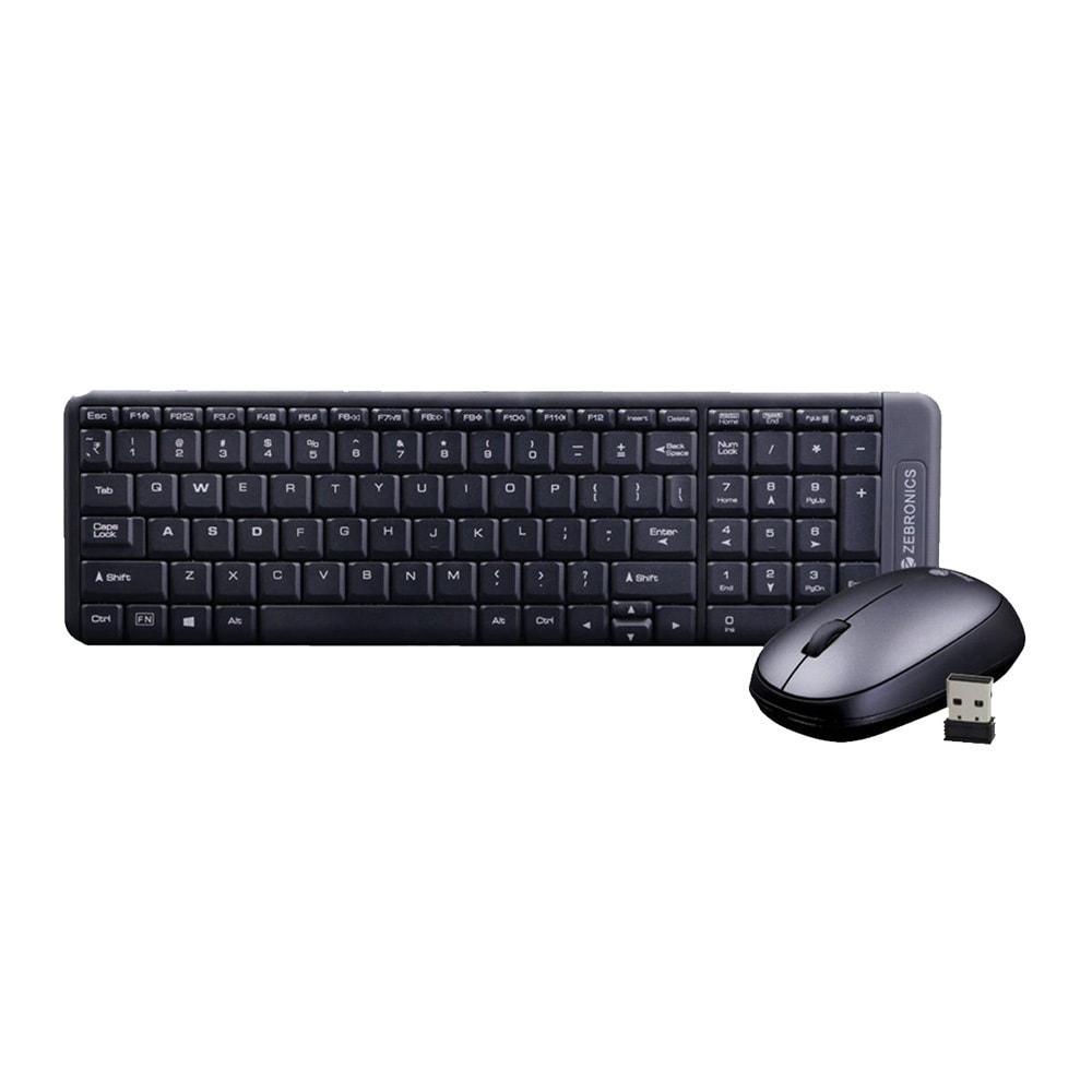 Zebronics Zeb-Companion 104 Wireless Keyboard and Mouse Combo, 100 Keys, Multimedia Keys, Rupee Font Key, Power Saving Mode, 1200 DPI