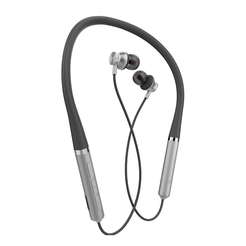 Zebronics Zeb-Yoga 90 Pro Wireless Bluetooth Neckband Earphone with Dual pairing, Rapid charging, Voice Assistant (Grey)