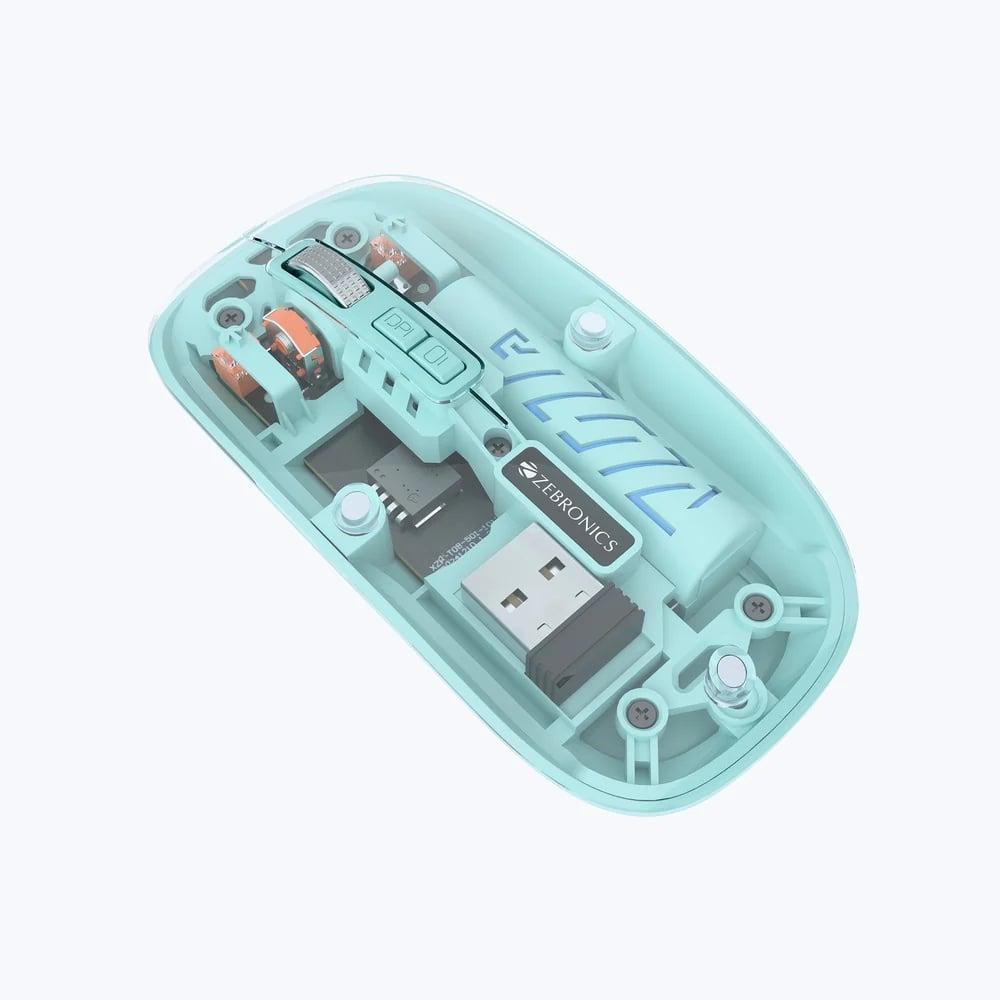 Zebronics Sheer 10 2.4 GHz Wireless Optical Mouse, Light Green