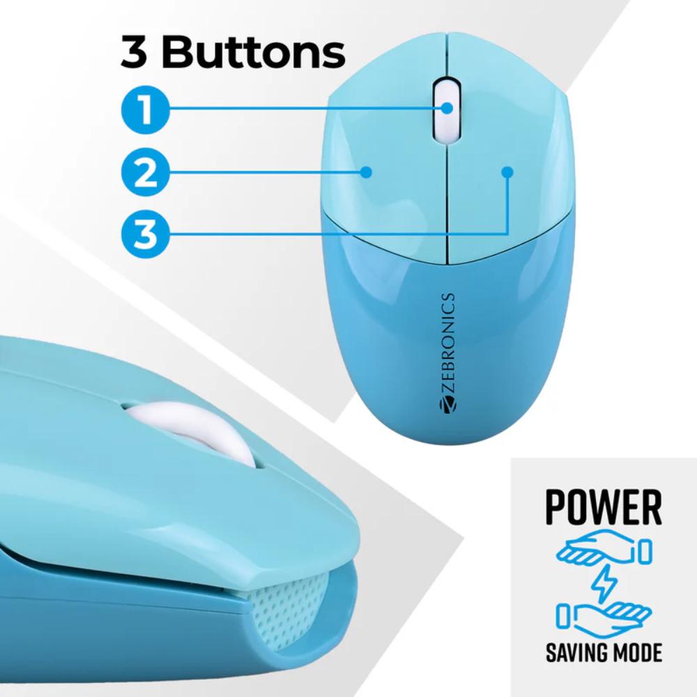 Zebronics Companion 301 Wireless Keyboard and Mouse Combo, Aqua Green