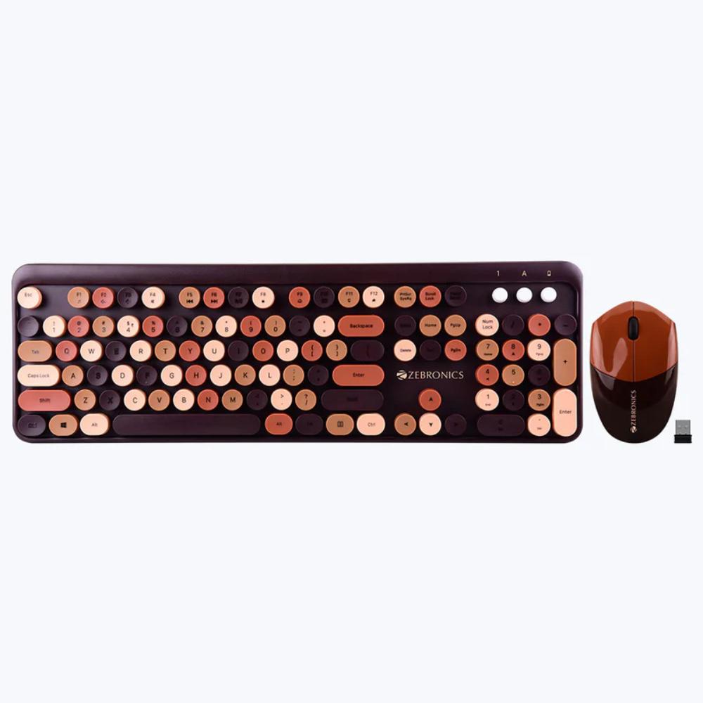 Zebronics Companion 301 Wireless Keyboard and Mouse Combo, Brown