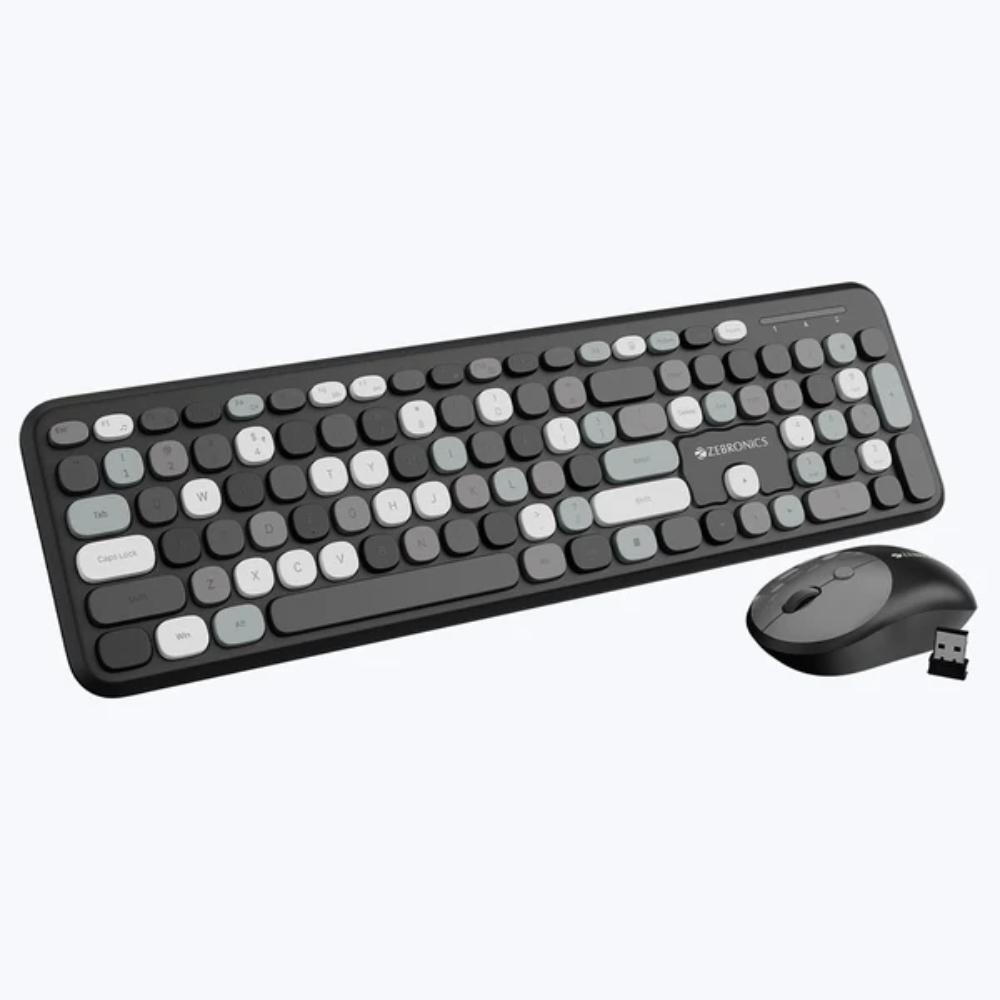 Zebronics Companion 302 Wireless Keytboard and Mouse Combo, Black and Grey