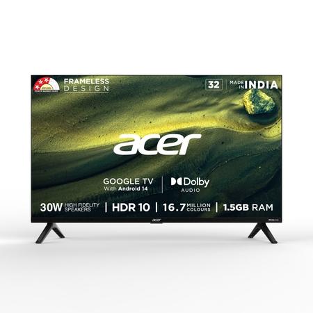 Acer 80.01 cm (32 inches) HD Smart LED Google TV with Andriod 14, Black, L Series, AR32HDLGU2841AT