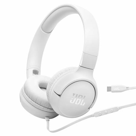 JBL Tune 520C On-Ear Type C Wired Headphone, Pure Bass Sound, 3-Button  Remote with Microphone, Comfort fit and Foldable Design (White)