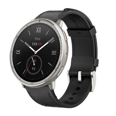 Amazfit Active 2 Premium 44 mm Smart Watch, 10 day Battery, Sapphire Glass Display, Free Silicon Strap, Built in GPS, 5 ATM, iOS & Android, 2000 Nits, 160+ Sports Mode, Black Leather