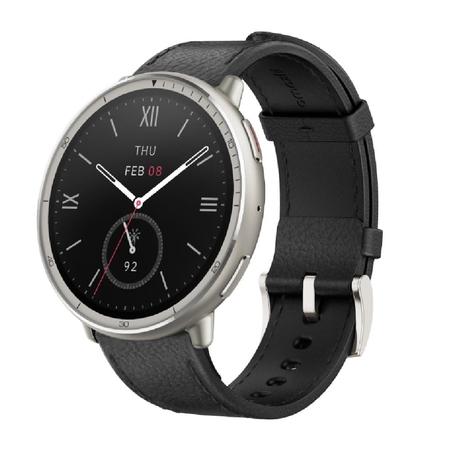 Amazfit Active 2 Premium 44 mm Smart Watch, 10 day Battery, Sapphire Glass Display, Free Silicon Strap, Built in GPS, 5 ATM, iOS & Android, 2000 Nits, 160+ Sports Mode, Black Leather