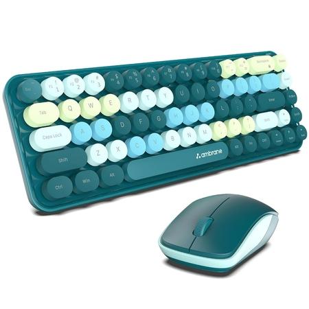 Ambrane KeyPop Wireless Keyboard & Mouse Combo, Mix Green