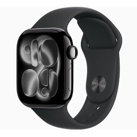 Apple Watch Series 11 GPS + Cellular 42 mm Jet Black Aluminium Case with Black Sport Band - S/M