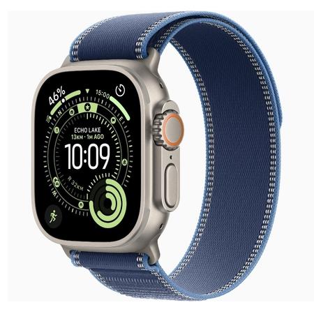 Apple Watch Ultra 3 GPS + Cellular 49 mm Natural Titanium Case with Blue/Bright Blue Trail Loop - S/M