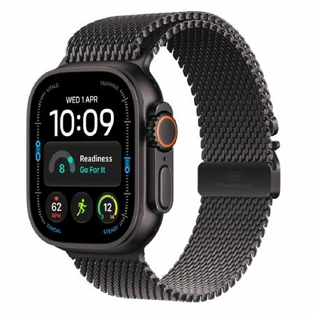 Apple Watch Ultra 4 GPS + Cellular 49 mm Black Titanium Case with Black Titanium Milanese Loop - Large