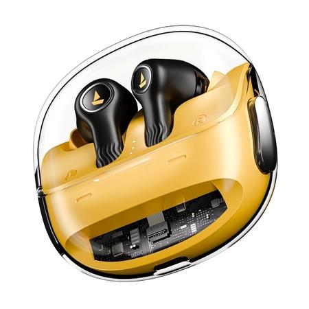 boAt Nirvana Crystl, Transparent Case, Spatial Audio, ANC ( Up to 32 dB), 100 Hrs Battery, 4 Mics ENx, Dual Pair, App Support, Bluetooth Earbuds, TWS Ear Buds Wireless Earphones with mic (Yellow Pop) boAt Nirvana Crystl, Transparent Case, Spatial Audio, ANC ( Up to 32 dB), 100 Hrs Battery, 4 Mics ENx, Dual Pair, App Support, Bluetooth Earbuds, TWS Ear Buds Wireless Earphones with mic (Yellow Pop)