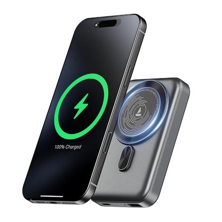 boAt EnergyShroom PB331 MagnaCharge, 10000 mAh Power Bank, 22.5 Wired Charging & 15 W Wireless Charging, Dual Port Type A & C, Fast Charging, 12 Layer Smart IC Protection, Ash Black