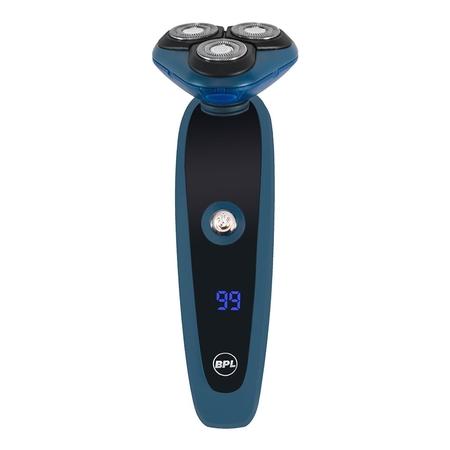 BPL 3-Blade Rotary Shaver for Wet & Dry Shave, Digital Battery Indicator, Fast Charging, up to 60mins of Cordless Usage, Water Resistant (IPX4), 2 Years Warranty, Navy Blue