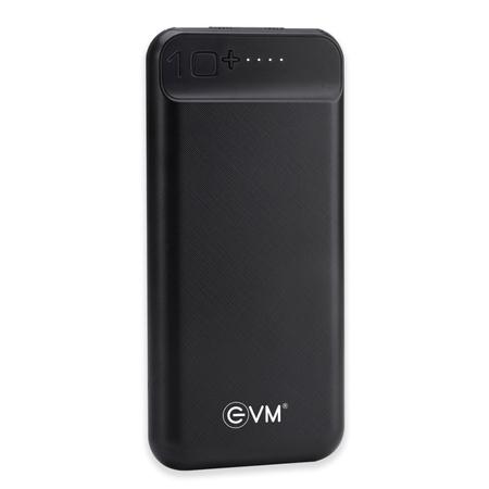EVM Encharge P0109 10000 mAh Power Bank, Li-polymer, Short Circuit Protection, LED Indicator, Over Current Protection, USB, Micro-USB, Type-C Ports, Over Temperature and Voltage Protection, Short Circuit and Over Current Protection, Black