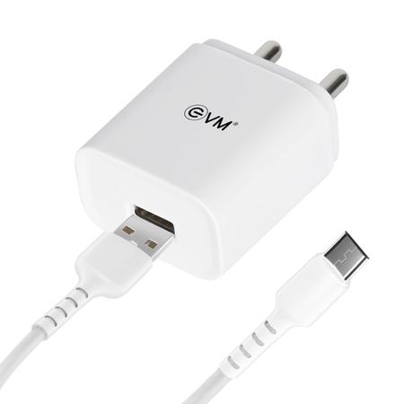 EVM Charger with Micro Cable CH01, 5 V fast Charger, Over Current Protection, Short Circuit Protection, Surge Protection, Smart IC Technology, 120 cm (1.2 m) length, White EVM Charger with Micro Cable CH01, 5 V fast Charger, Over Current Protection, Short Circuit Protection, Surge Protection, Smart IC Technology, 120 cm (1.2 m) length, White