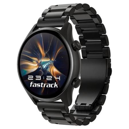 Fastrack Revoltt FR2 Pro Smart Watch with 3.63 cm (1.43 inch) AMOLED Display with 466 x 466 Pixel Resolution, SingleSync BT Calling, AI Voice Assistant, 100+ Sports Modes and Smartwatch faces, IP68, Up to 5 days Battery, Black