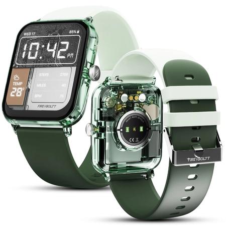 Fire-Boltt Ninja Phantom Smart Watch 46.4 mm (1.83 inch) Display, Transparent Clear Body Design, Bluetooth Calling, 120+ Sports Modes, Voice Assistant, AI Outfit Watch Face Smartwatch for Men & Women (Shadow Olive)