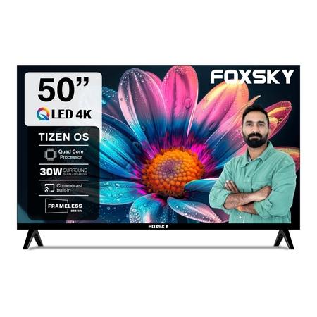 Foxsky 127 cm (50 inch) 4K Ultra HD QLED Smart Tizen TV with Dolby Audio (50FS TIZEN) 2026, Black