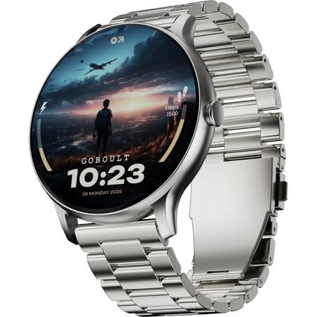 GoBoult Dire Round Dial Smart Smartwatch with 35.3 mm (1.39 inch) HD Screen,Functional Crown, Bluetooth Calling, Advanced Boult Health Tracker, 123+ Sports Modes, and 290+ Customizable Watch Faces (Silver)