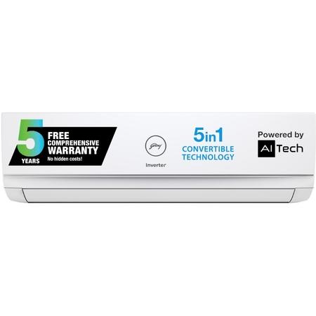 Godrej 1.5 Ton 3 Star 5-in-1 Convertible Inverter Split AC, 18TTC3-W (i-Sense Feature, Hidden display in IDU, Acoustic Jacket on Compressor, Hydrophilic Blue Fins) Godrej 1.5 Ton 3 Star 5-in-1 Convertible Inverter Split AC, 18TTC3-W (i-Sense Feature, Hidden display in IDU, Acoustic Jacket on Compressor, Hydrophilic Blue Fins)