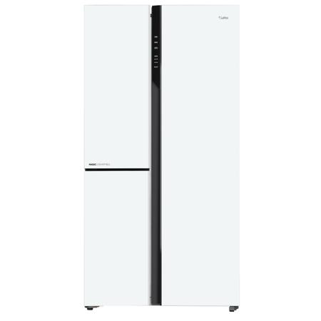 Haier 598L 3 Star Vogue 3-Door Side by Side Frost Free Refrigerator, Wi-Fi, Expert Inverter Technology, Digital Display Panel, Triple Twist Ice Maker, Deo Fresh Technology (HRT-683PWGU1, Pearl White Glass)