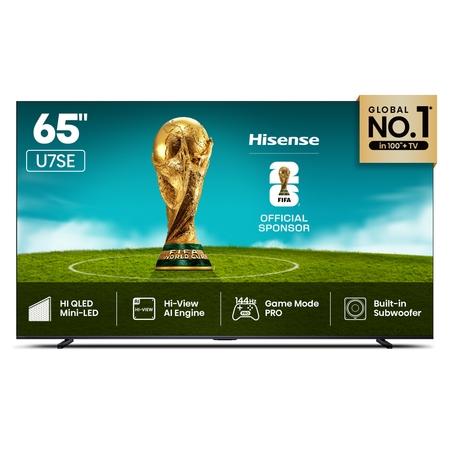 Hisense 165 cm (65 inch) 4K MiniLED VIDAA TV, Black, 65U7SE
