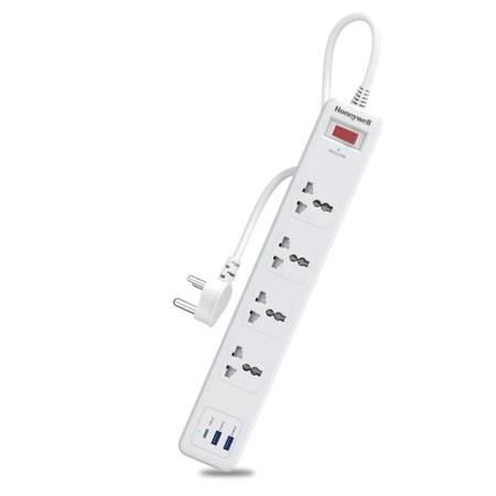 Honeywell 4 Outlet Surge Protector, White, 2USB 1TC Honeywell 4 Outlet Surge Protector, White, 2USB 1TC
