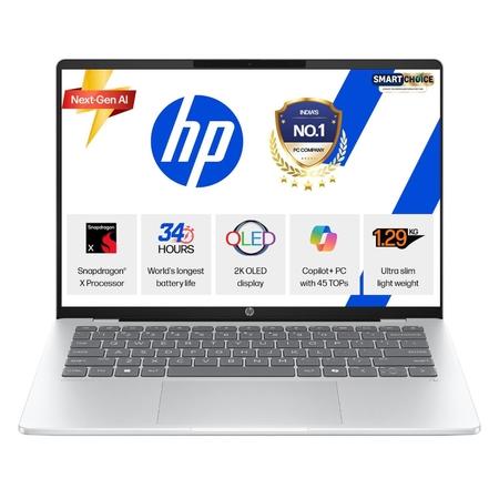 HP OmniBook 5 NGAI 14-he0015QU Standard Laptop (Snapdragon X X1-26-100/16 GB /1 TB SSD/Qualcomm Adreno GPU/Windows 11 Home/MS Office Home 2024 + 1 year M365 Basic/Full HD), 35.6 cm - 14 inch, Glacier Silver Aluminum HP OmniBook 5 NGAI 14-he0015QU Standard Laptop (Snapdragon X X1-26-100/16 GB /1 TB SSD/Qualcomm Adreno GPU/Windows 11 Home/MS Office Home 2024 + 1 year M365 Basic/Full HD), 35.6 cm - 14 inch, Glacier Silver Aluminum