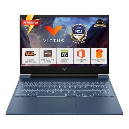 HP Victus 15 15-fb3125AX Gaming Laptop (AMD Ryzen 7 7445HS/16 GB/512 GB SSD/6 GB-NVIDIA GeForce RTX 3050/Windows 11 Home/MS Office Home 2024, 1 year Microsoft 365 Basic/Full HD), 39.62 cm - 15.6 inch, Performance Blue, Chrome Logo HP Victus 15 15-fb3125AX Gaming Laptop (AMD Ryzen 7 7445HS/16 GB/512 GB SSD/6 GB-NVIDIA GeForce RTX 3050/Windows 11 Home/MS Office Home 2024, 1 year Microsoft 365 Basic/Full HD), 39.62 cm - 15.6 inch, Performance Blue, Chrome Logo