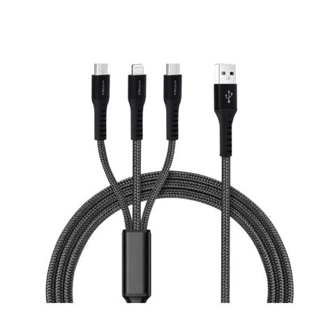 Hyphen 120 cm (1.2 m) 3-in-1 (Lightnig+ Type-C+Micro) Cable, Black Hyphen 120 cm (1.2 m) 3-in-1 (Lightnig+ Type-C+Micro) Cable, Black