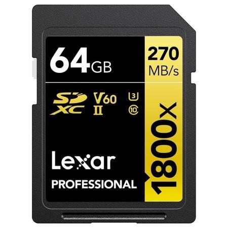 Lexar Professional 1800x 64 GB Gold Series SDXC Memory Card Lexar Professional 1800x 64 GB Gold Series SDXC Memory Card