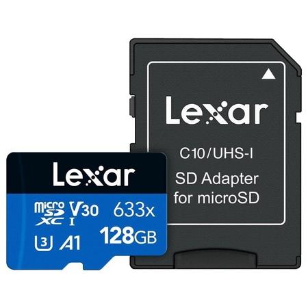 Lexar High-Performance 633x 128 GB Blue Series microSDXC Memory Card with Adapter Lexar High-Performance 633x 128 GB Blue Series microSDXC Memory Card with Adapter